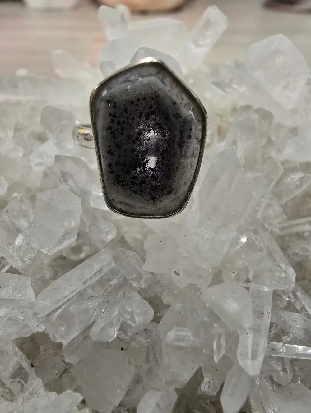 Rare Trapiche Amethyst 925 Sterling Silver Adjustable Statement Ring ✨
